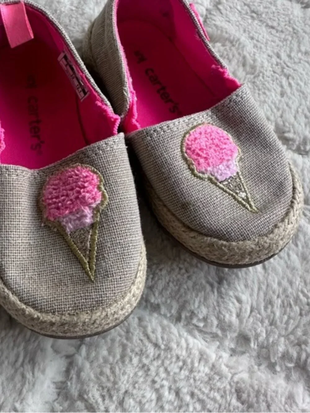 Carters | Cream and Pink Ice Cream Cone Ari Espadrille Shoes | Size 5 Toddler